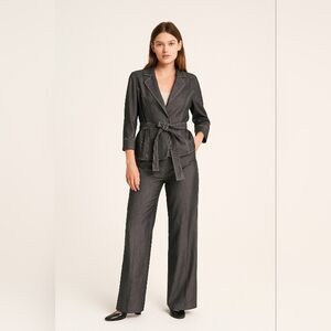 Wide Leg Trouser 90's Jean Denim Chic Pantsuit XL/16 Lightweight Classy Corpcore